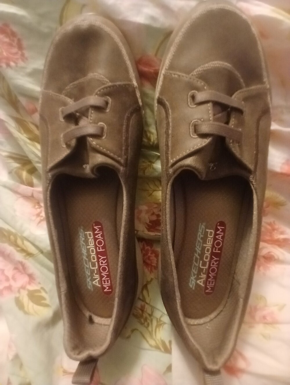 Skechers Women's Taupe Slip-On Air-Cooled  Memory Foam Sneakers